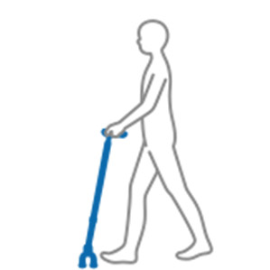 杖を前方についた時は、歩く時のスピードを抑制する方向に働きます。