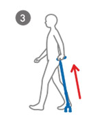 杖を後方についているときは、歩くスピードを推進する方向に働きます。