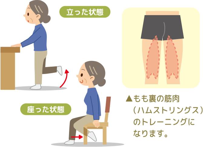 もも裏の筋肉（ハムストリングス）のトレーニングになります。