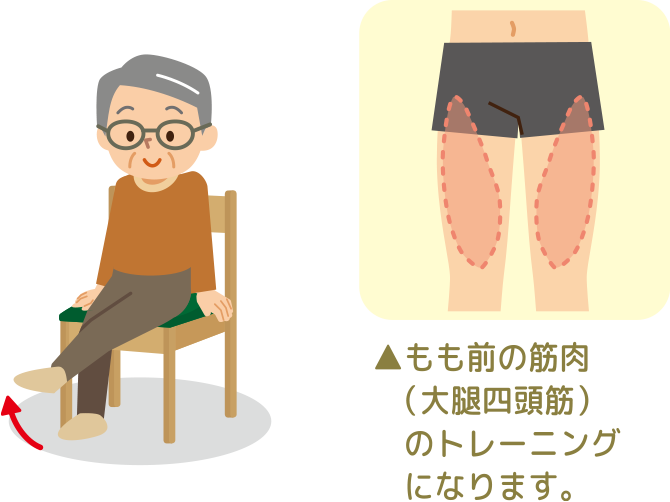 もも前の筋肉（大腿四頭筋）のトレーニングになります。