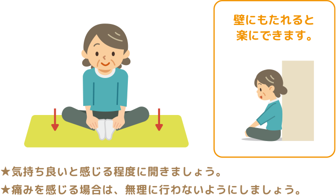壁にもたれると楽にできます。