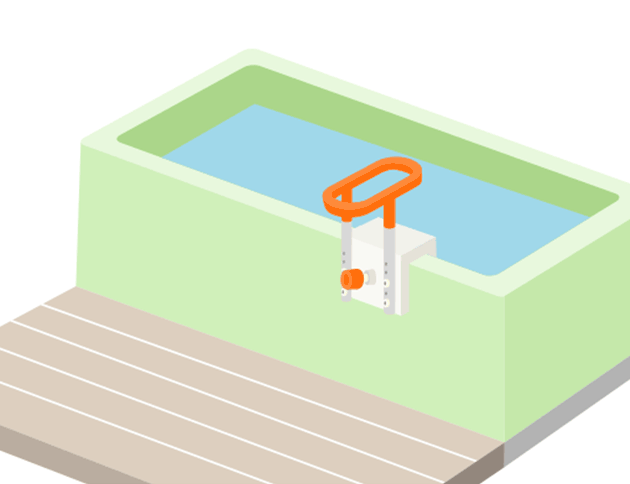 立った姿勢で浴槽をまたげる方に。「浴槽用手すり」