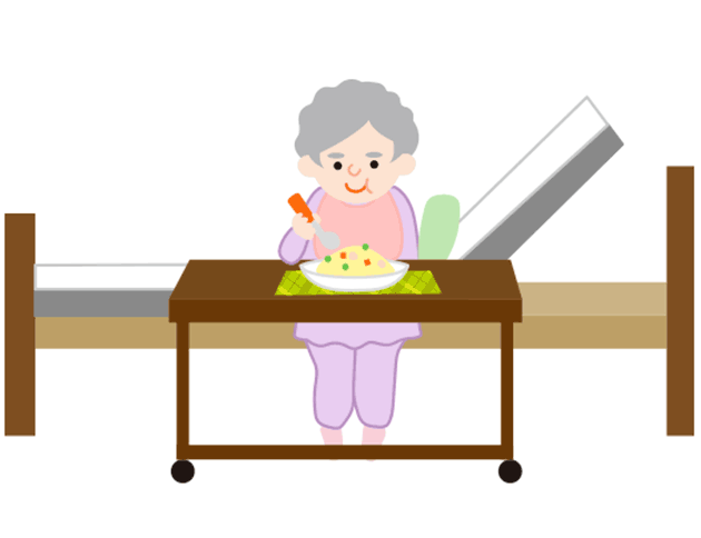 背がまっすぐの姿勢を保ち、誤嚥を防ぎます。