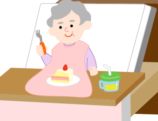 エプロンやストロー付カップなどベッドにこぼさない工夫を。