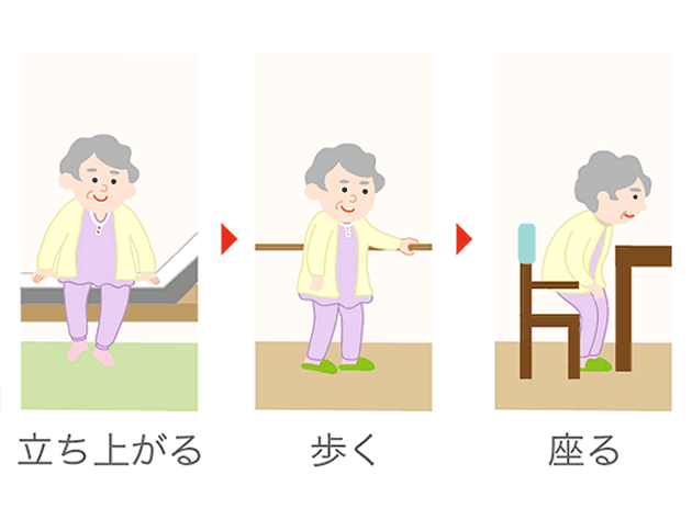 ベッドから離れることで身体機能の維持につながります。