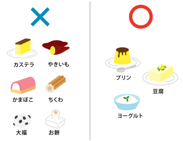 食べにくい食品を避け、なるべく食べやすいものを。