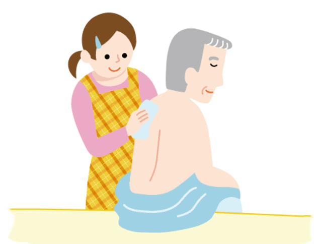 身体を冷やさないよう手際よく拭いていきます。