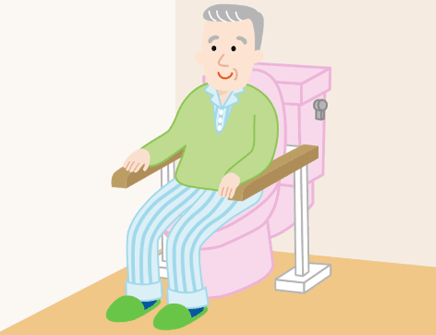 座位の安定や立ち座りをひじ掛けでサポート。「トイレ用手すり」