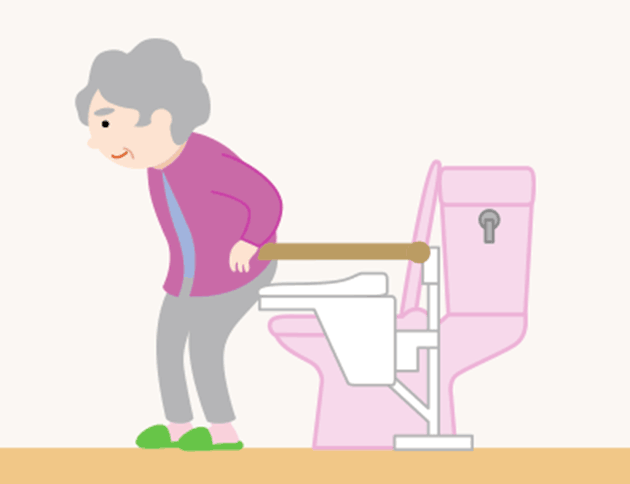 電動で便座が上下し、姿勢を細かくサポート。「昇降機能付き便座」
