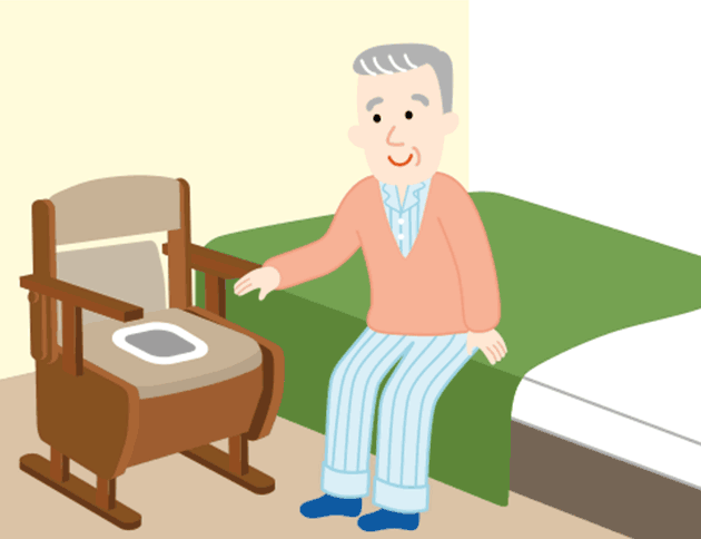 座位を保てる方にはポータブルトイレを。