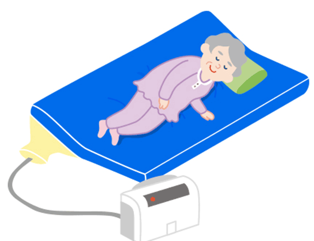 自力で寝がえりできない方には圧切替型マットレス。