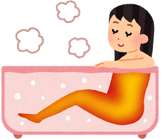 温熱効果 お風呂に浸かる女性のイラスト