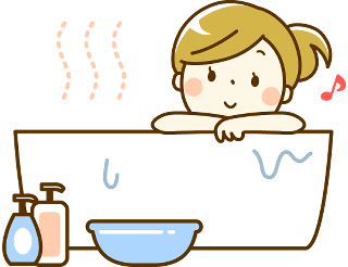 お風呂に浸かる女性のイラスト