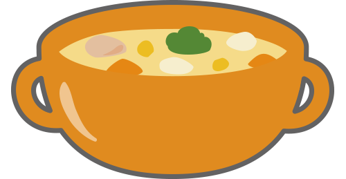 魚、肉、野菜などやわらかく煮込んだスープのイラスト