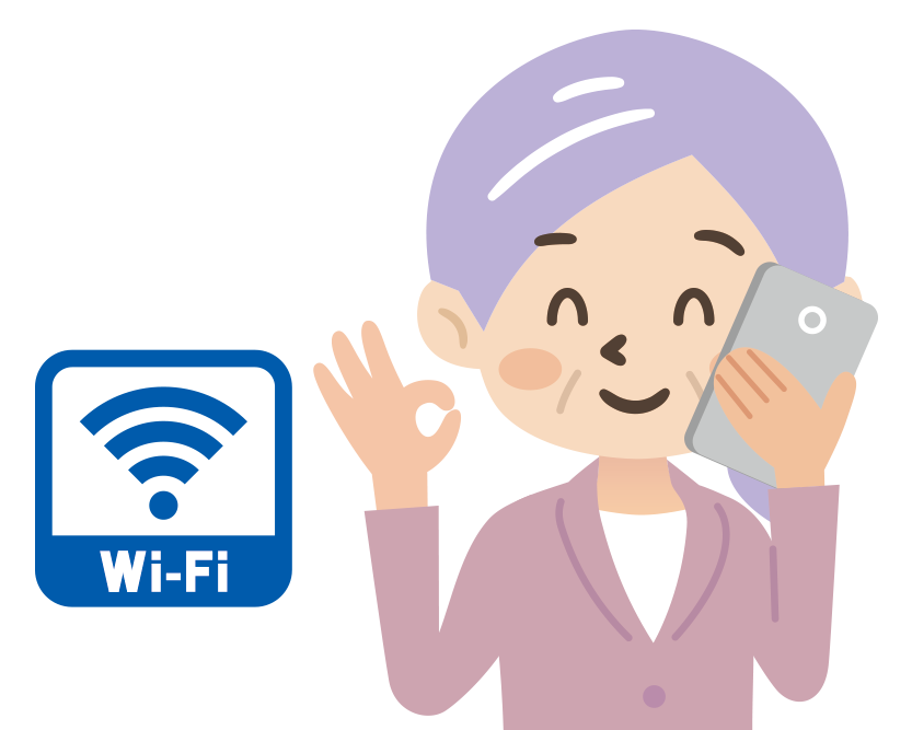 Wi-Fiに接続した女性のイラスト