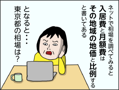 ネットで相場を調べてみると入居費と月額費はその地域の地価と比例すると書いてあるとなると・・・東京都の相場は？