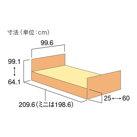 Q-AURA（クオラ） 2モータータイプ レギュラー KQ-62310 サイズ：全長：209.6㎝（ミニは198.6㎝）、全幅：99.6㎝、全高：99.1と64.1㎝、床面高さ：25と60㎝